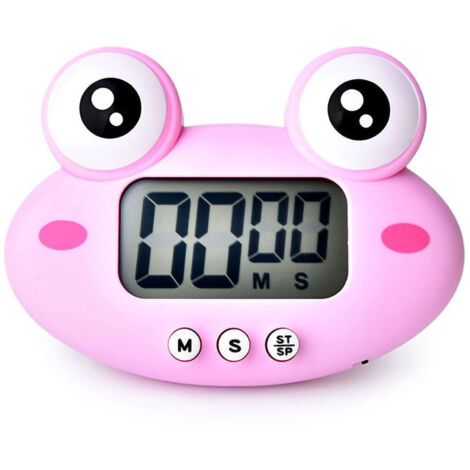 100-Minuten-Digitaltimer mit Magnet für Schülerkochen, Countdown-Timer, rosa Prinzessin-Frosch-Design, batteriebetrieben