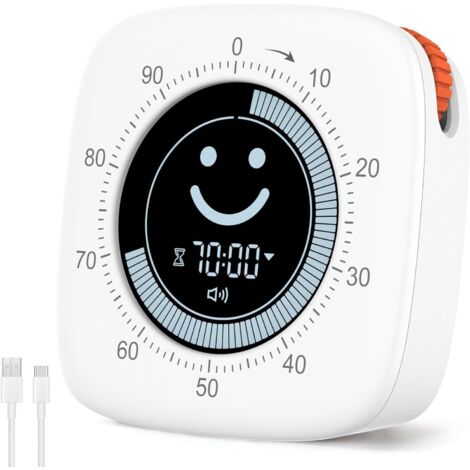 100-Minuten-Visualtimer mit freundlichem Display, Schnelleinstellung, Lautlosmodus, Vibrationsfunktion und einstellbarer Lautstärke für Küche, Meetings und Studium – SONSTIGES