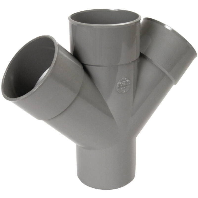 Culotte double parallèle mâle-femelle 45° – Raccord d'évacuation PVC Ø 100 mm – Surface lisse pour écoulement fluide – Installation facile –