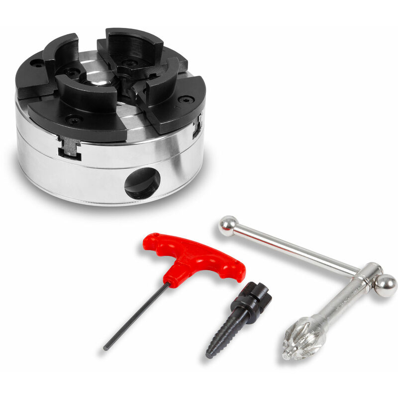 Plato de cuatro garras con 100 mm de diámetro, Plato de 4 garras Autocentrante, Rosca de conexión M33x3,5, Accesorios de torno, Plato de torno de