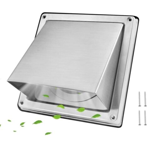 100 mm quadratisches Lüftungsgitter aus Edelstahl – Rückschlagventil – Wandmontage im Innen- und Außenbereich – Korrosionsbeständig