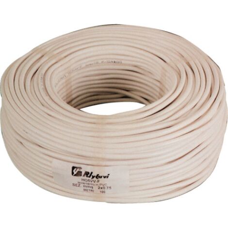 100 mt de cA ble A lectrique bipolaire section 2x1,5 mm caoutchouc souple blanc