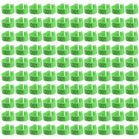 100 nummerierte Kunststoff-Ringclips (001-100) für Taubenbeine, 8 mm, Grün