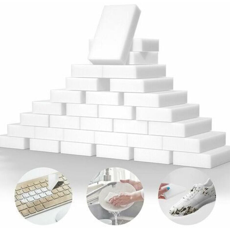 100 Pack Magic Melamine Extra Large Sponges for Cleaning Dishes, Furniture, Floor, Boat, Bathtub and Walls