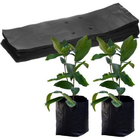 100 Pack Sacs De Culture pour Pépinière, 6.7" x 11.8" en Plastique Épais pour Pépinière, Verser Les Pommes de Terre/Fleurs/tomates/Plantes [Noir]