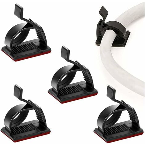 100 Pack Cable Management Clips - Self Adhesive 6 Slot Cable Comb -  Resusable Desktop USB/Computer/Ethernet/AV Cord Organizer - Sticky Cable  Holders 