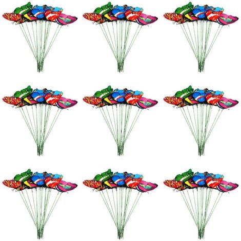 100 papillons en PVC pour décoration extérieure de jardin --