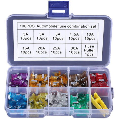 100 PCS 12V-32V Basse Profil Fusibles Mécaniques de Voiture pour Véhicule Auto Moto Bateau Camion, Assortiment Voiture Fusible à Lame Small, 3A -30A