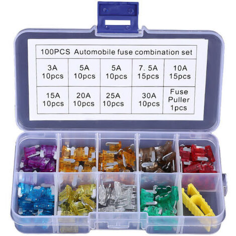 100 PCS 12V-32V Basse Profil Fusibles Mécaniques de Voiture pour Véhicule Auto Moto Bateau Camion, Assortiment Voiture Fusible à Lame Small, 3A -30A