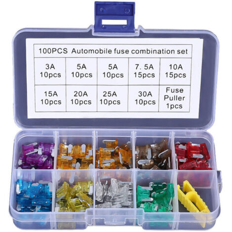 100 PCS 12V-32V Basse Profil Fusibles Mécaniques de Voiture pour Véhicule Auto Moto Bateau Camion, Assortiment Voiture Fusible à Lame Small, 3A -30A