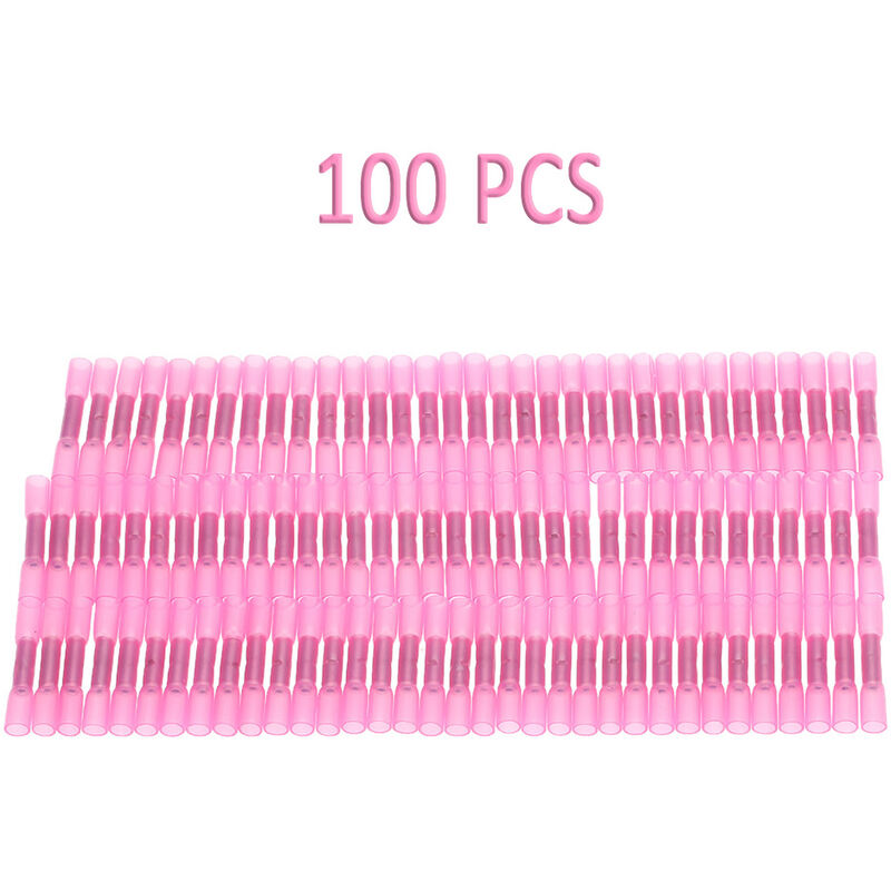 

100 PCS 22-18 AWG con aislamiento de calor Conectores Shrink Butt tubo impermeable terminales de cable electrico Conectar Crimp