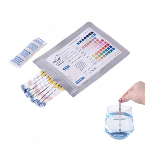 100 pcs bandelettes test 9-en-1 pour eau potable, analyse plomb, nitrate, pH, nitrites, chlore, dureté, testeur fiable pour maison et bureau