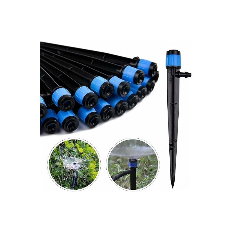 Linghhang - 100 pcs (Bleu)Goutteur d'irrigation, 360 degrés Adjustable Micro Sprinkler pour 1/4 (4-6mm) Tube d'irrigation, pour l'irrigation de