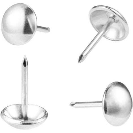 100 Pcs Clou Tapissier Clou Ameublement Clou Meuble Punaise Pointe Tapissier Tapis Décoration 11mm Blanc Rond Tête 17mm Longueur Pouce pour Sofa Dosserets