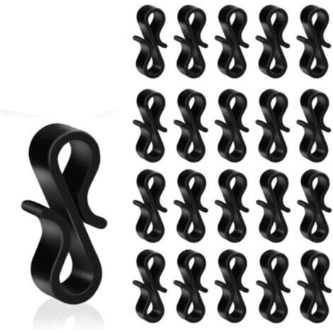100 PCS Crochets Guirlande Exterieur Noirs, Crochet Gouttiere en Plastique Réutilisables pour Suspension des Guirlandes Lumineuses de Noël, Décorations de Sapin de Noël