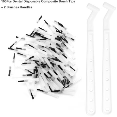 100 Pcs Embouts de Brosse Composite Dentaire Jetables avec 2 Poignées