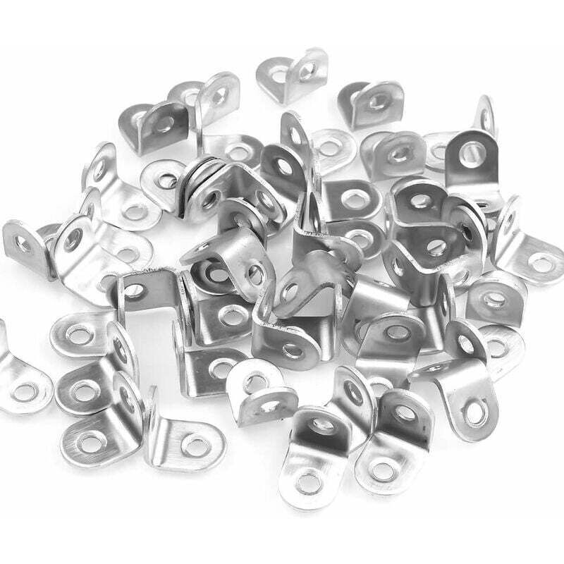 Alovez - 100 Pcs Équerre de Fixation Inox 20x20MM, Équerre de Coin Fixation, Equerre Angle Droit pour Bois Armoire Chaise Table -Argent
