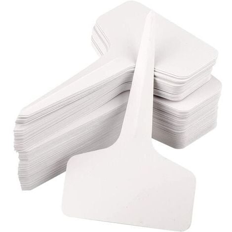 TUSERXLN 100 Pcs Étiquettes De Plantes En Plastique Étiquettes De Jardin De Pépinière Étanche Étiquettes De Jardin De Type T Marqueurs De Plantes Blanc