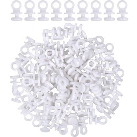 100 Pcs Glisseurs pour Rail à Rideaux - Crochets en Plastique Blanc Coulissants - Idéal pour la Plupart des Rideaux ou Rideau de Douche