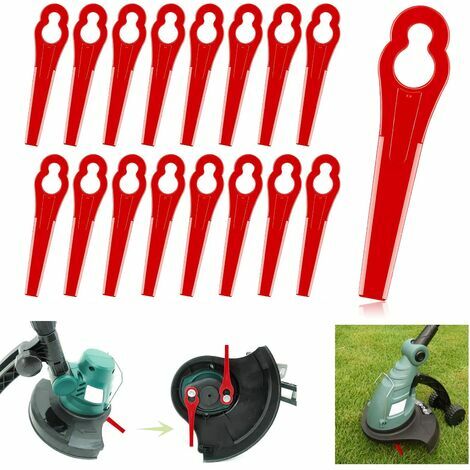 100 Pcs Lames en Plastique de Rechange, Lame Coupe Bordure Tondeuse à Gazon en Plastique Lames pour Jardin et Pelouse Coupe Bordures (Rouge)