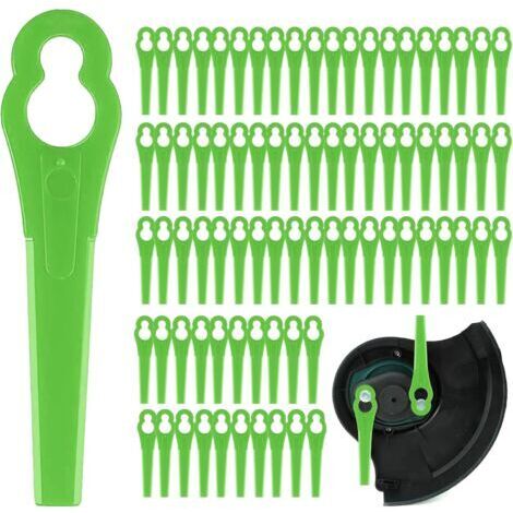 100 Pcs Lames en Plastique de Rechange, Tondeuse à Gazon en Plastique Lames, Lame Coupe Bordure pour Jardin et Pelouse Tondeuse Accessoires (Vert)