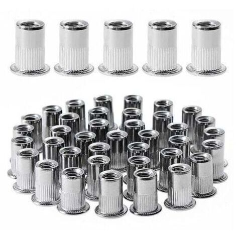 100 Pcs M4×11 Écrou À Rivet Fileté À Tête Plate,Écrous À Riveter Fileter En Acier Inoxydable,Assortiment Inserts Filetés Pour Metal Plastique