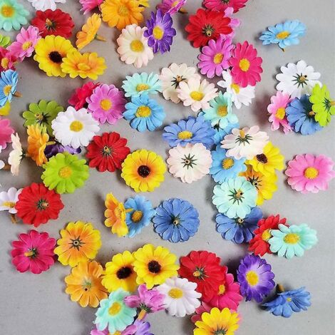 100 Pcs Marguerite Artificielle Multicolore, Tournesol Artificiel, Mini Ttes De Marguerite, Pour Les Bouquets Mariage Accueil Garden Party Arrange