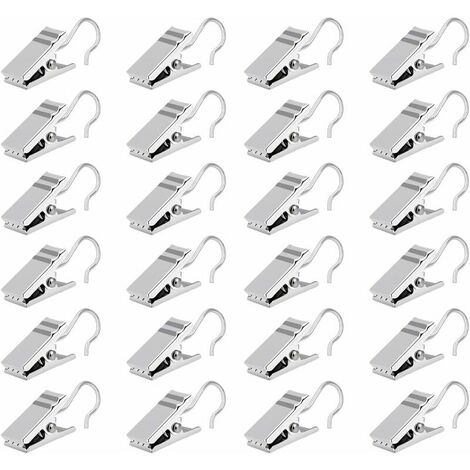 20 Pièces Pince Rideaux, Pinces Rideaux, Pinces Metal Rideau, Petits  Rideaux Clips Crochets, Rideaux de Douche Clip Crochets, Clips de Rideau,  Noir 0,7 x 0,35 Pouces (Noir)