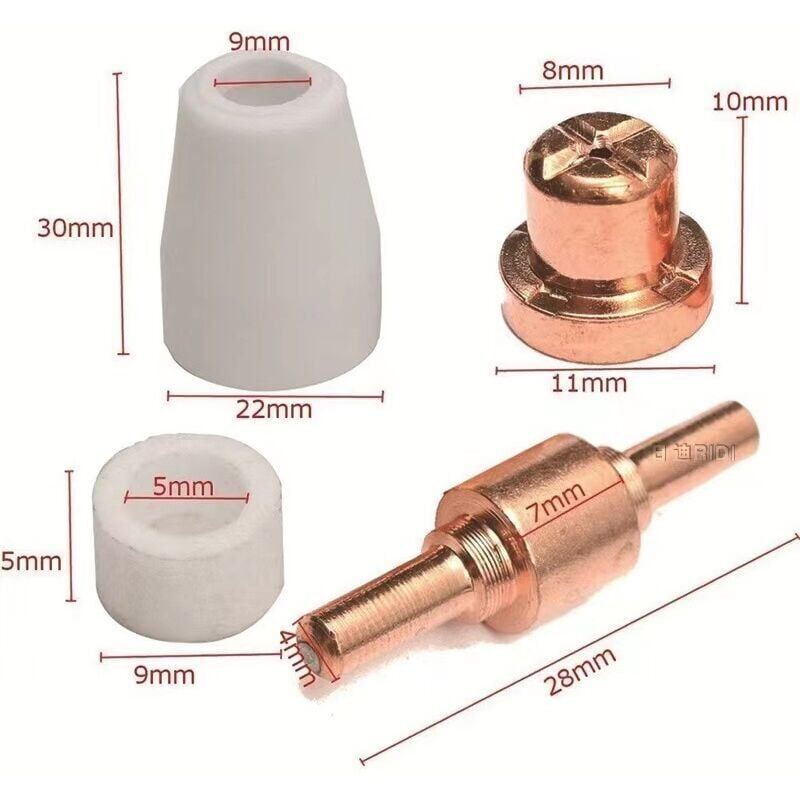 SNQ - 100 pcs Plasma Tip Buse électrode,Plasma Decoupe Electrode Tip Buse,Air Decoupe au Plasma Consommables,Decoupeur Plasma pour LG-40 PT-31 CUT40