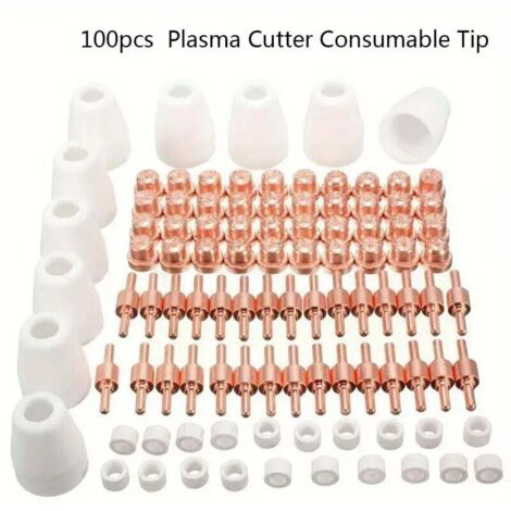 100 PCS Plasma Tip Buse électrode,Plasma Decoupe Electrode Tip Buse,Air Decoupe au Plasma Consommables,Decoupeur Plasma pour LG-40 PT-31 CUT40 CUT50