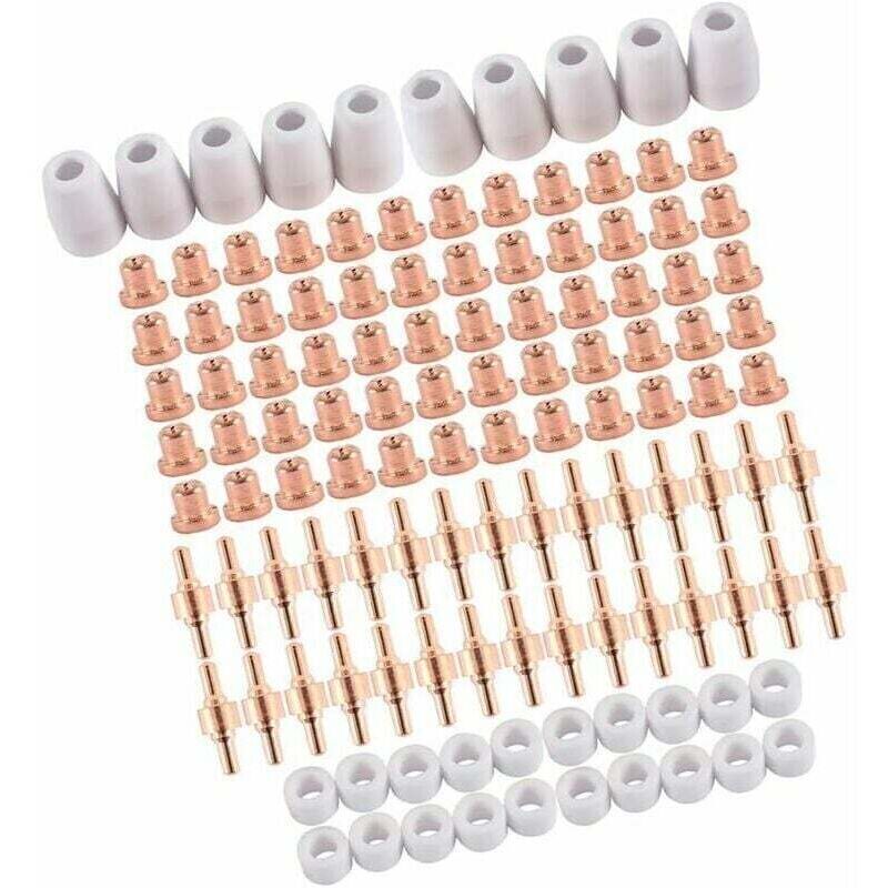 100 PCS Plasma Tip Nozzle Electrode, Plasma Cutting Electrode Tip Nozzle, Air Plasma Cutting Consumables, Plasma Cutter for LG-40 PT-31 CUT40 CUT50,