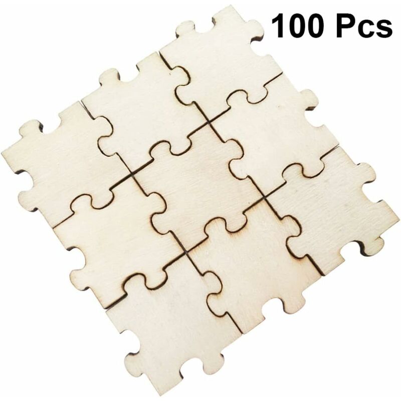 Rosier - 100 Pcs Puzzles Vierges en Bois Inachevé Puzzle Bricolage Puzzles Pièces en Bois Découpes pour Bricolage Artisanat Arts Verrouillage Carte