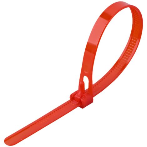 100 Pcs Reusable Nylon Zip Ties (Red, 5200mm)