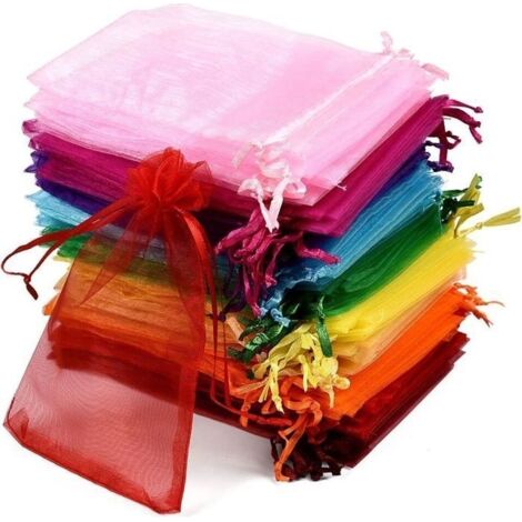 100 PCs sacs organza organza sacs de 10 x 15 cm Sac cadeau sachets bijoux de sac (Plusieurs couleurs expédiées dans un mélange