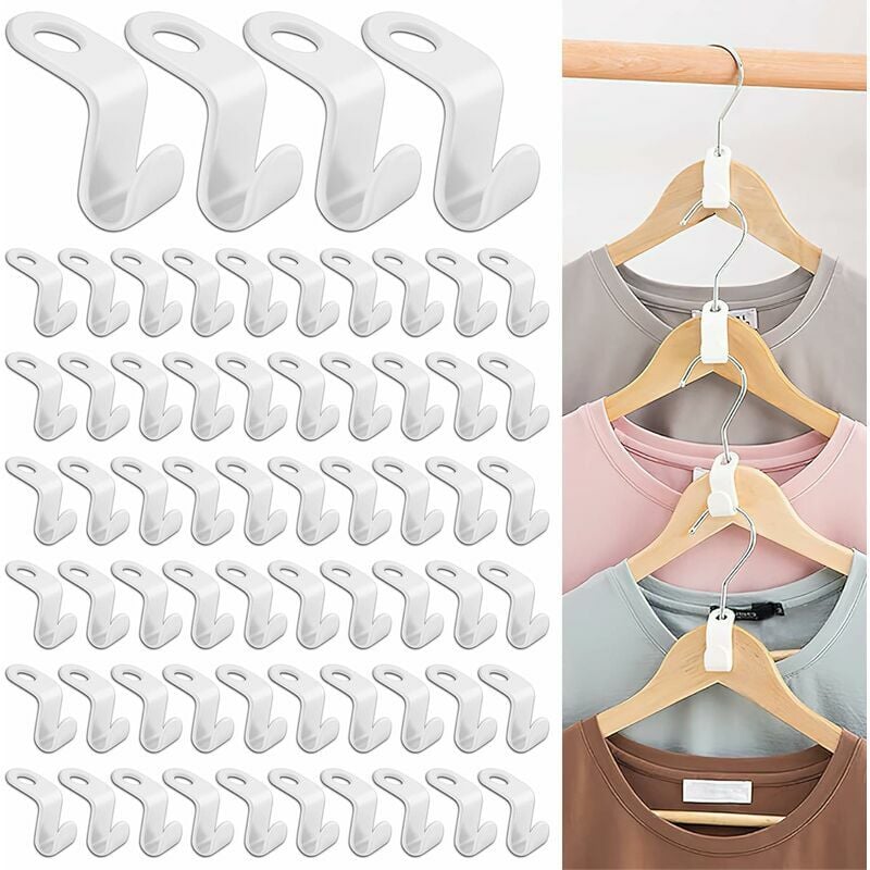 Osuper - 100 Pcs Space Saving Clothes Hanger Hooks Hanger Connector Hooks Mini Cascade Hangers Closet Organizer Ideal for Saving Space in Your