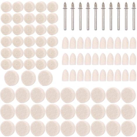 100 PCS Têtes de Polissage, Roue de Polissage en Laine, Outil Rotatif de Roue de Polissage Avec Tige pour Accessoires Dremel Outils Rotatifs
