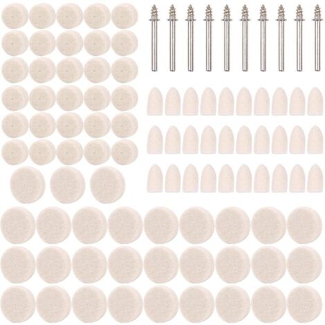 100 PCS Têtes de Polissage, Roue de Polissage en Laine, Outil Rotatif de Roue de Polissage Avec Tige pour Accessoires Dremel Outils Rotatifs
