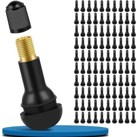 100 Pcs TR413 Valve Pneu Voiture, Universal Tubeless Trou de Jante 11,3 mm, jusqu'à 4,5 Bars Auto Caoutchouc Valves en Snap-in Jantes pour la Plupart des Voitures TR413-Noir -