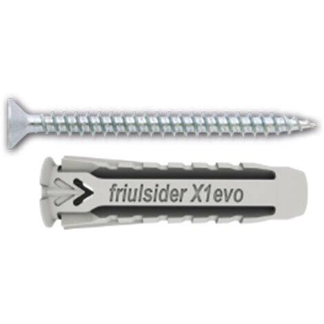 100 PCS - 'X1 EVO' Tapón Nylon con Tornillo Aglomerado TPS mm 5x25 y Tornillo 4x30 Friulsider