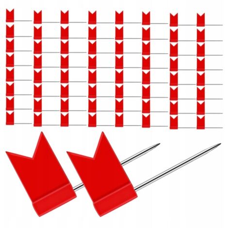 100 petites punaises rouges en forme de drapeau, idéales pour les tableaux d'affichage et les cartes de voyage.