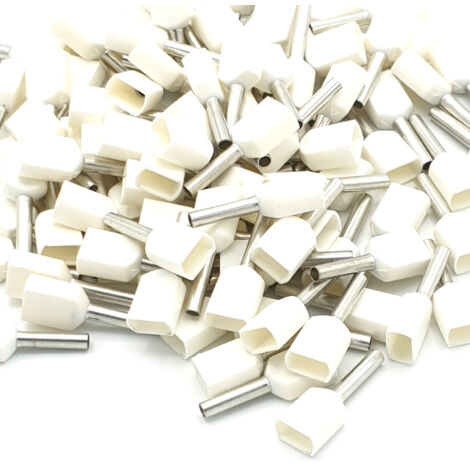 100 pezzi 0,5 mm bianco doppio terminale a crimpare isolato per cavi