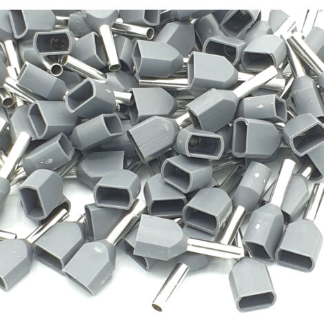 100 pezzi 0,75 mm grigio doppio terminale a crimpare isolato