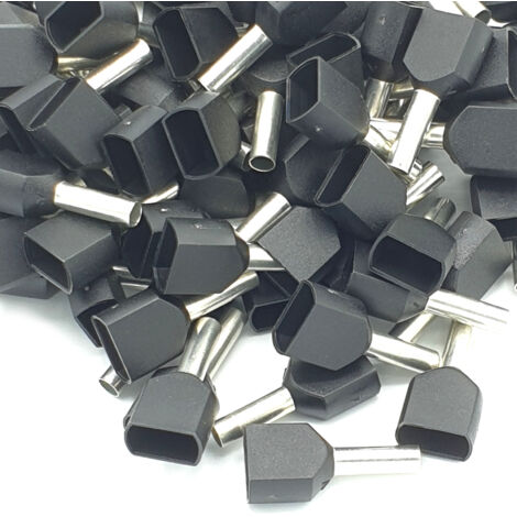 100 pezzi 1,5 mm nero doppio terminale a crimpare isolato per cavi