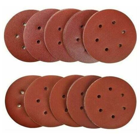 100 pezzi 150mm Dischi abrasivi Dischi abrasivi 40/80/120/180/320/600/800/1000/1500/2000 Grana Ideale per levigatura/lucidatura/rimozione della ruggine per levigatrice orbitale casuale a 6 fori B--TRI