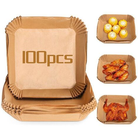 Carta da forno per friggitrice ad aria calda friggitrice carta da forno 100 pezzi colore naturale quadrati impermeabile carta pergamena 16 cm carta da forno ad aria 