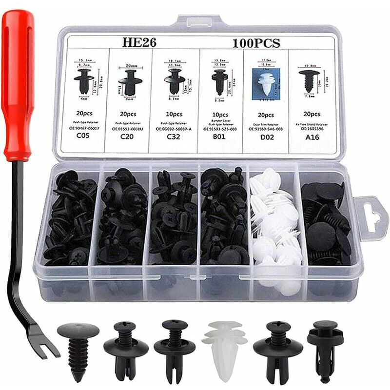 Volavo - 100 Pezzi Clip per Rivetti in Plastica