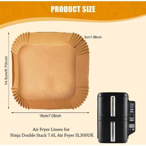 100 pezzi di carta da forno per friggitrice ad aria Ninja Double Stack SL300EU, accessori per friggitrice ad aria Ninja Double Stack 7.6L SL300EU, vassoio per friggitrice ad aria Ninja, stampo per fri