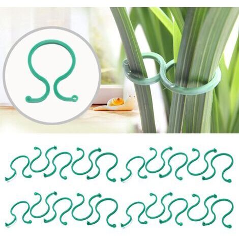 100 pezzi di clip da giardino, clip di supporto per piante, clip di plastica riutilizzabili per piante, clip resistenti per piante, anelli intrecciati per piante per sostenere piante rampicanti