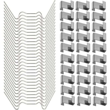 100 pezzi di clip in acciaio inossidabile per vetro (50 pezzi di clip in filo metallico per vetro e 50 pezzi di clip in vetro a Z)