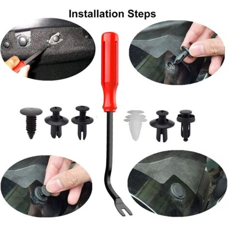 100 pezzi di clip per rivetti in plastica, clip universali per parafanghi in plastica, clip per auto, elementi di fissaggio per paraurti, set di sostituzione per clip per rivetti, viti di espansione c